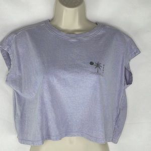 Roxy Purple Palm Tree Crop Top Surf Swim Beach